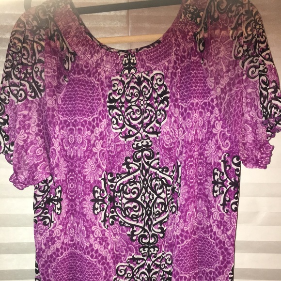 INC Sheer Blouse with Lining, Short Sleeves. Sz XL - Picture 5 of 5